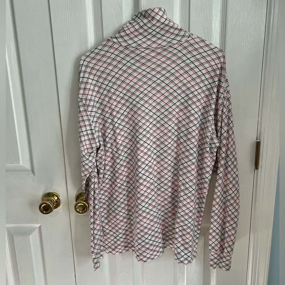 Bobbie Brooks Womens Large‎ Cotton White Multicolor Plaid Long Sleeve Turtleneck - Picture 2 of 3